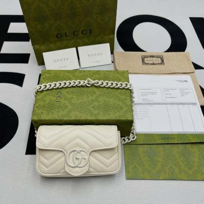 gg Marmont Super Mini Bag White For Women, Women&#8217;s Bags 6.2in/17cm gg