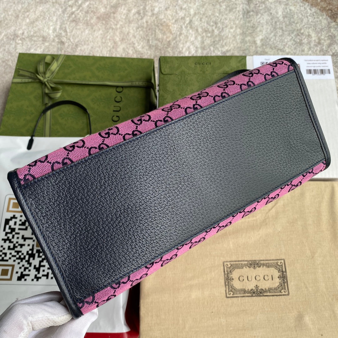 gg Small Tote Bag With Interlocking G In Pink And Blue gg Canvas For Women 12in/31cm gg