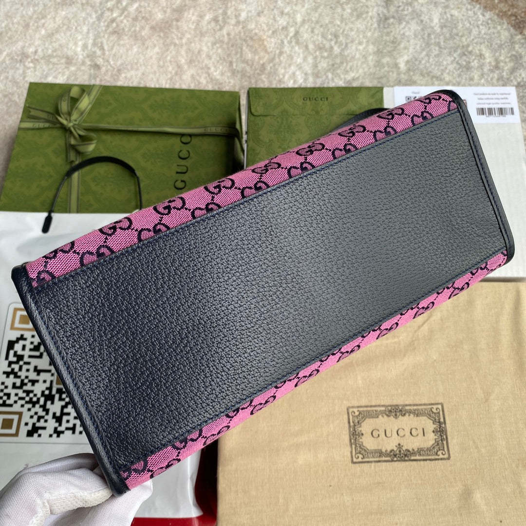 gg Small Tote Bag With Interlocking G In Pink And Blue gg Canvas For Women 12in/31cm gg