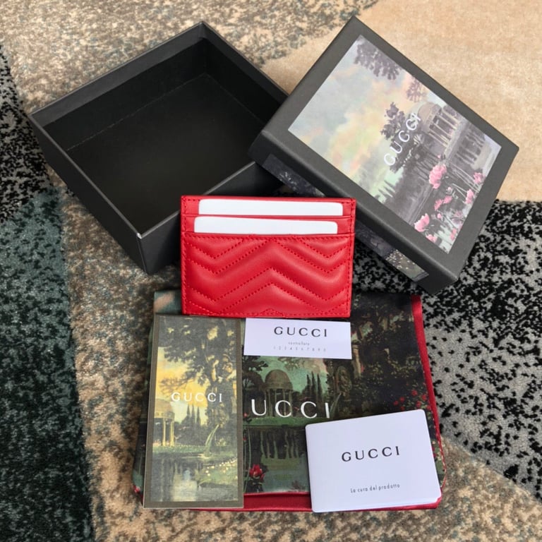 GG MARMONT CARD CASE 10CM RED 443127 DTD1T 6433