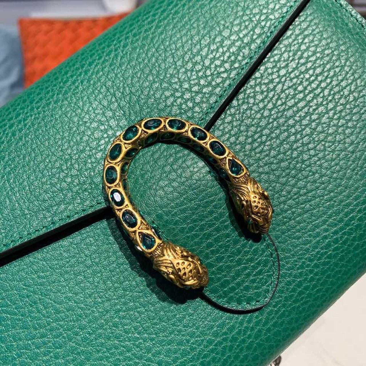 gg Dionysus Mini Chain Bag Emerald Green Metal-Free Tanned For Women 8in/20cm gg 401231 CAOGX 3120