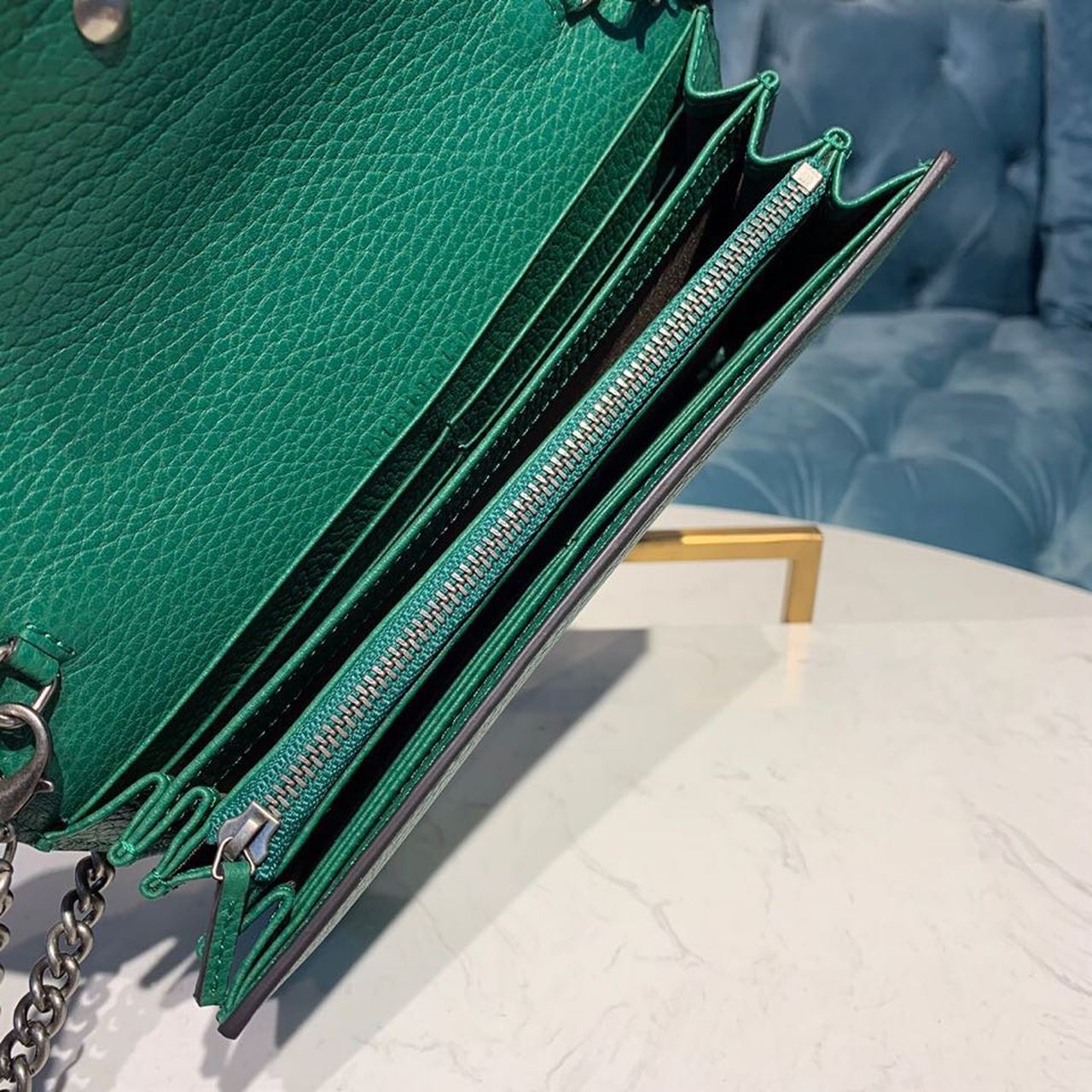 gg Dionysus Mini Chain Bag Emerald Green Metal-Free Tanned For Women 8in/20cm gg 401231 CAOGX 3120