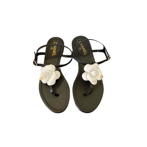 SANDAL CHL JELLY WHITE RUBBER CAMELLIA CC LOGO SANDALS BLACK