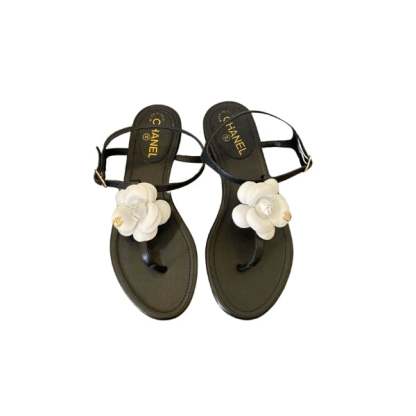 SANDAL CHL JELLY WHITE RUBBER CAMELLIA CC LOGO SANDALS BLACK