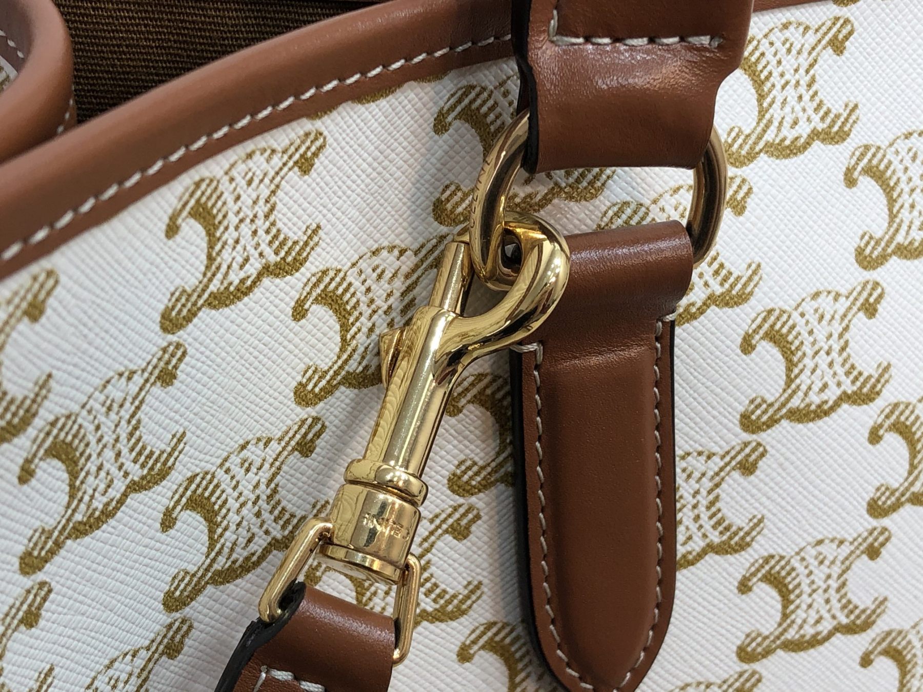 CE MINI HORIZONTAL CABAS IN TRIOMPHE CANVAS AND CALFSKIN WHITE 199742BZJ01BC