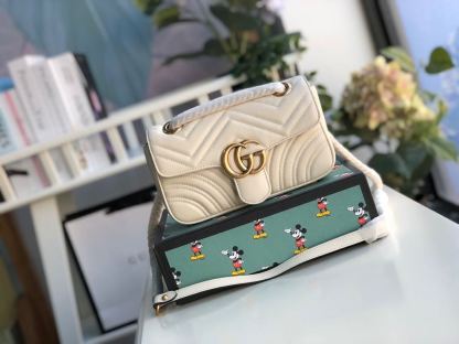 gg Marmont Matelassé Mini Bag  White  For Women 8.5in/22cm gg 446744 DTDIT 9022