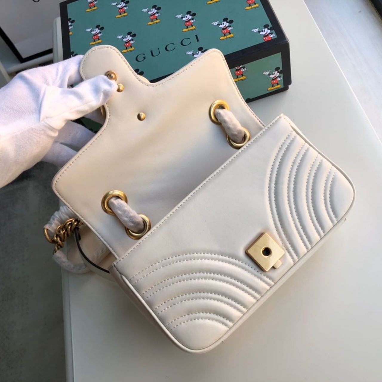 gg Marmont Matelassé Mini Bag  White  For Women 8.5in/22cm gg 446744 DTDIT 9022