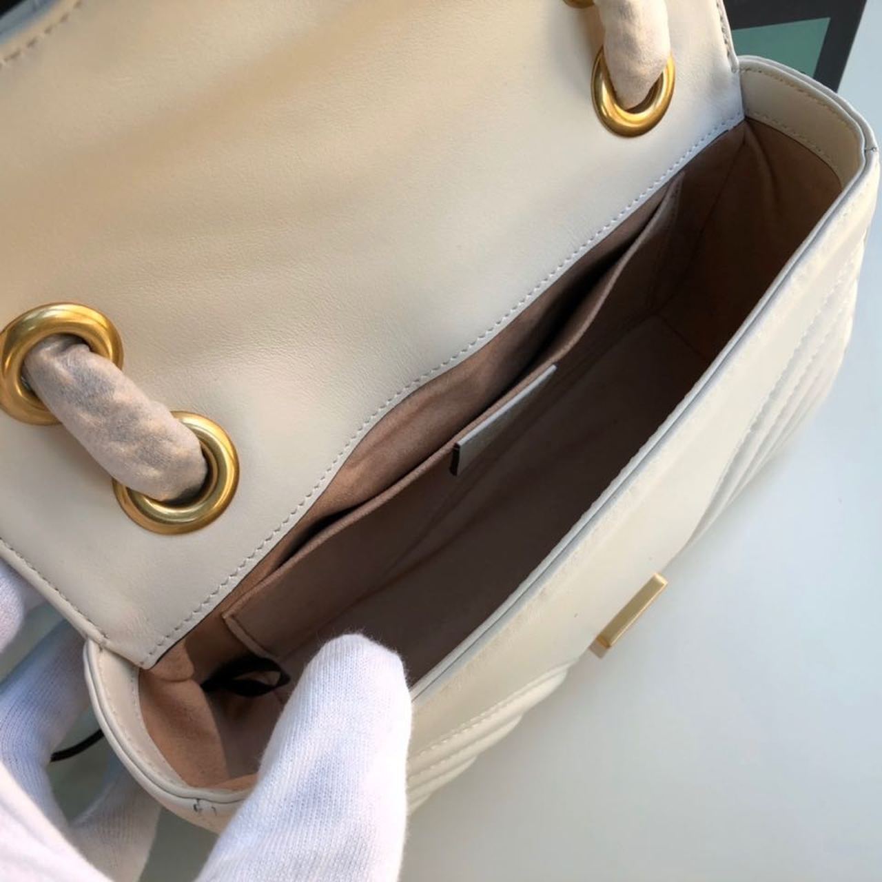 gg Marmont Matelassé Mini Bag  White  For Women 8.5in/22cm gg 446744 DTDIT 9022