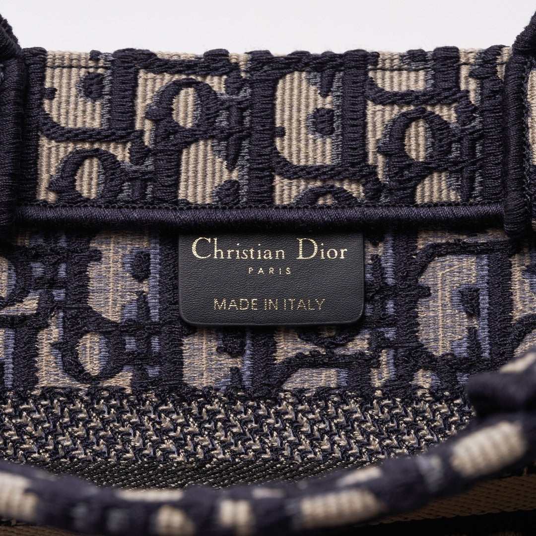 DO1286 Book Tote CHRISTIAN mini 26.5cm Oblique blue-3 Embroidery Handbag