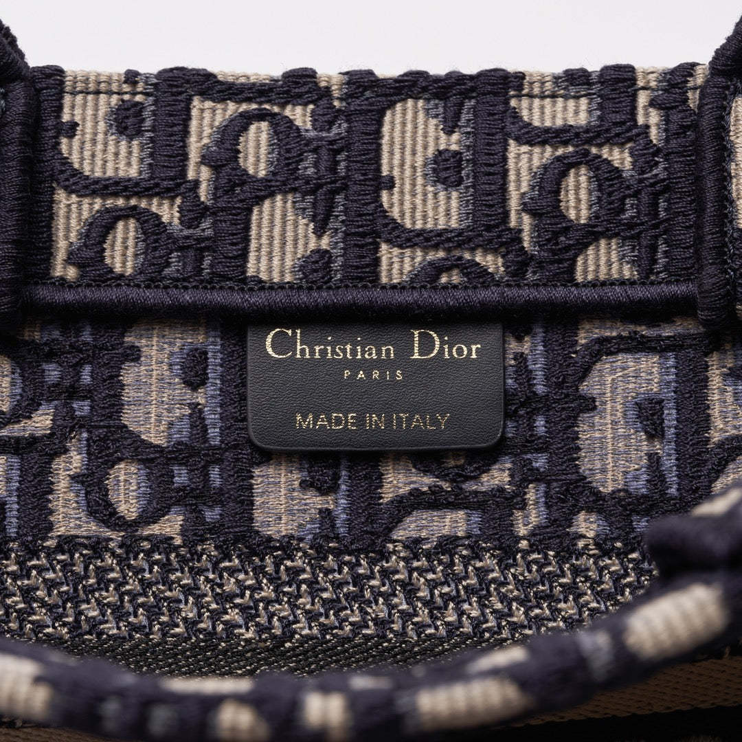 DO1286 Book Tote CHRISTIAN mini 26.5cm Oblique blue-3 Embroidery Handbag