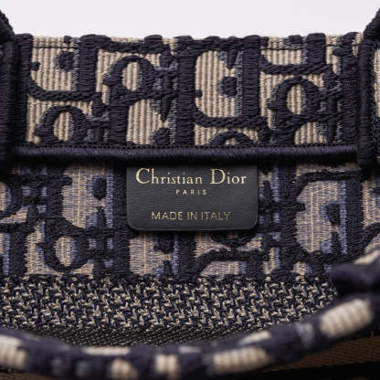 DO1286 Book Tote CHRISTIAN mini 26.5cm Oblique blue-3 Embroidery Handbag
