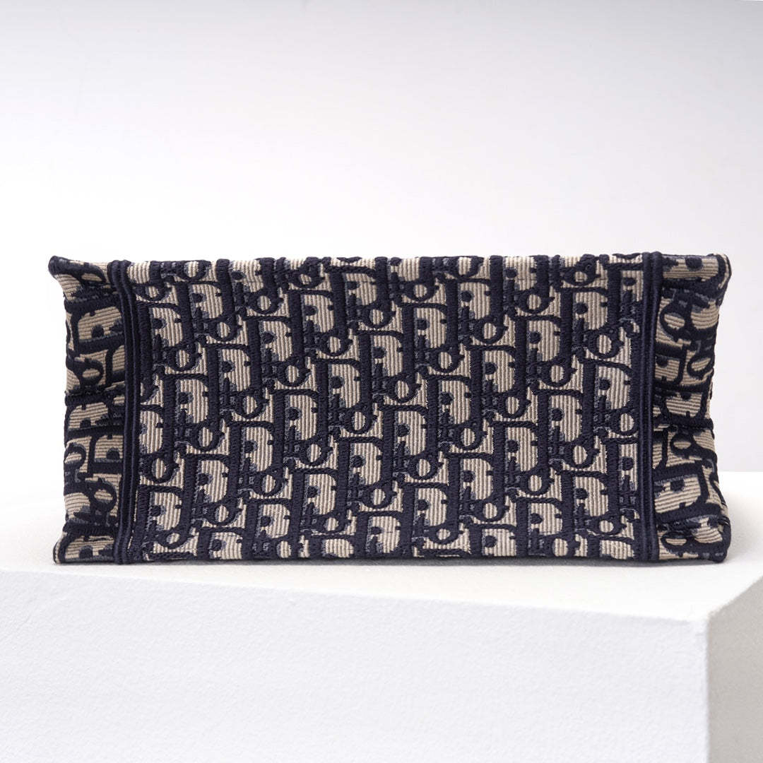 DO1286 Book Tote CHRISTIAN mini 26.5cm Oblique blue-3 Embroidery Handbag
