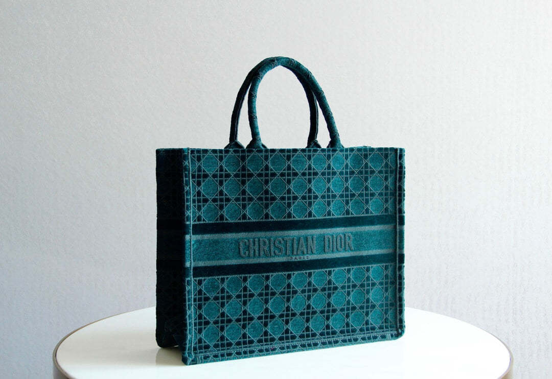 DO1286 Book Tote BIG size 41.5cm 36.5cm Embroidery LOGO red Handbag green-1
