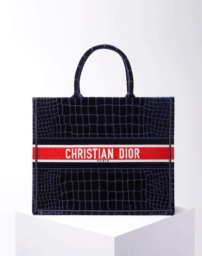 DO1286 Book Tote BIG size 41.5cm 36.5cm Embroidery LOGO red Handbag black