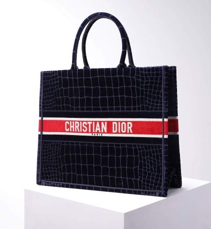 DO1286 Book Tote BIG size 41.5cm 36.5cm Embroidery LOGO red Handbag black
