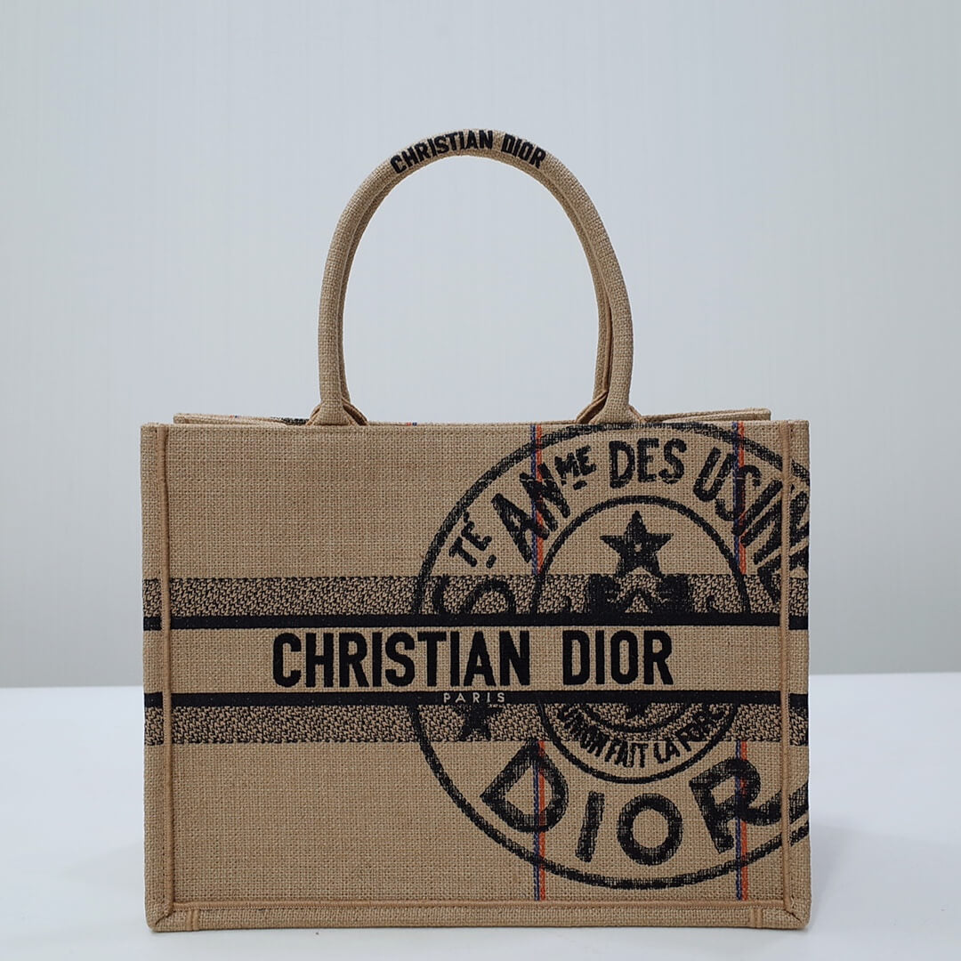 DO1286 Book Tote BIG size 41.5cm 36.5cm Embroidery LOGO red Handbag grey-3