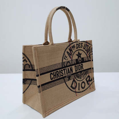 DO1286 Book Tote BIG size 41.5cm 36.5cm Embroidery LOGO red Handbag grey-3