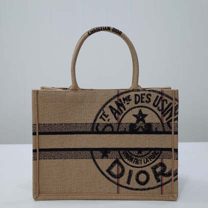 DO1286 Book Tote BIG size 41.5cm 36.5cm Embroidery LOGO red Handbag grey-3