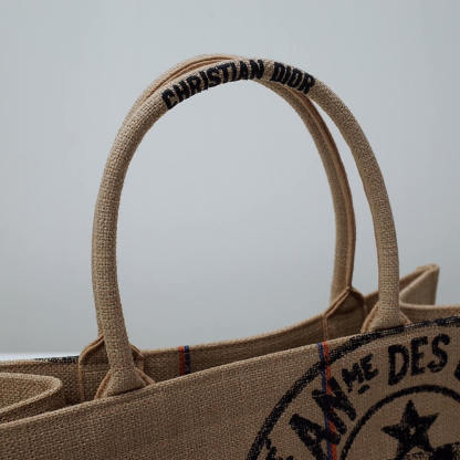 DO1286 Book Tote BIG size 41.5cm 36.5cm Embroidery LOGO red Handbag grey-3