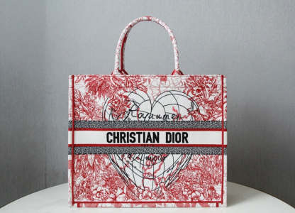 DO1286 Book Tote BIG size 41.5cm Embroidery LOGO red Handbag