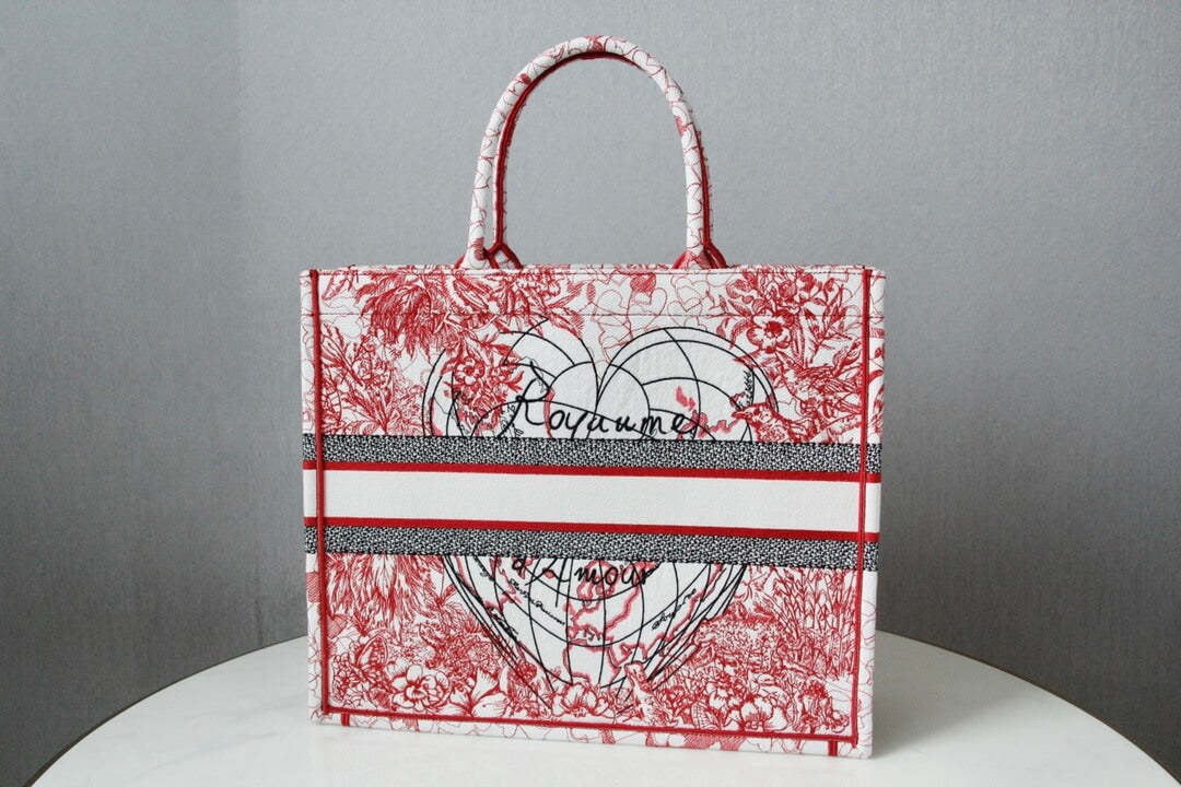 DO1286 Book Tote BIG size 41.5cm Embroidery LOGO red Handbag