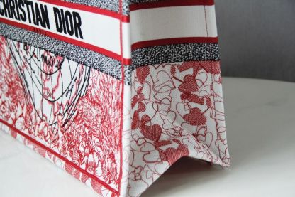 DO1286 Book Tote BIG size 41.5cm Embroidery LOGO red Handbag