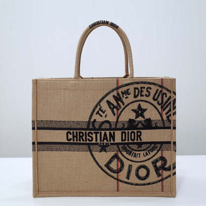 DO1286 Book Tote BIG size 41.5cm 36.5cm Embroidery LOGO red Handbag grey-3