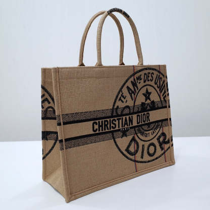 DO1286 Book Tote BIG size 41.5cm 36.5cm Embroidery LOGO red Handbag grey-3