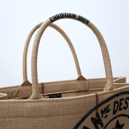 DO1286 Book Tote BIG size 41.5cm 36.5cm Embroidery LOGO red Handbag grey-3