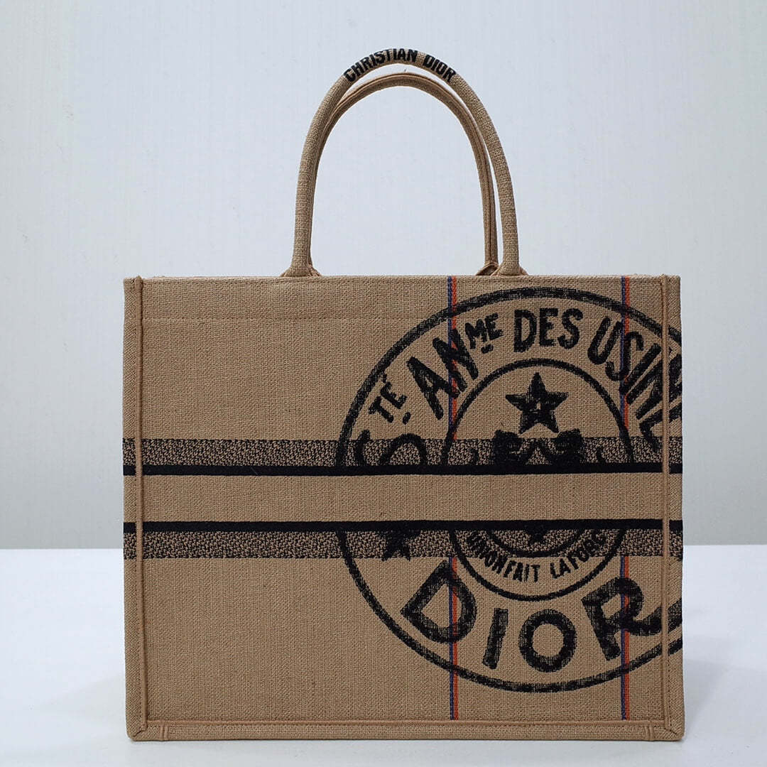 DO1286 Book Tote BIG size 41.5cm 36.5cm Embroidery LOGO red Handbag grey-3