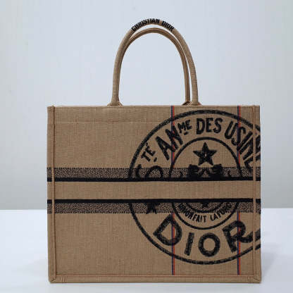 DO1286 Book Tote BIG size 41.5cm 36.5cm Embroidery LOGO red Handbag grey-3