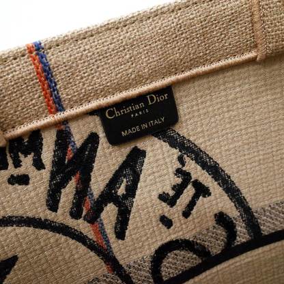 DO1286 Book Tote BIG size 41.5cm 36.5cm Embroidery LOGO red Handbag grey-3