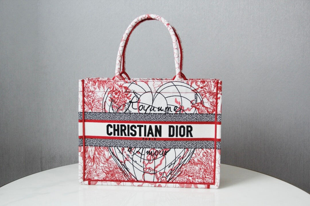 DO1286 Book Tote BIG size 41.5cm Embroidery LOGO red Handbag