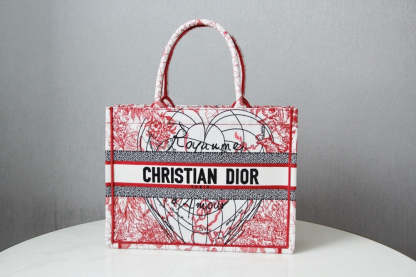 DO1286 Book Tote BIG size 41.5cm Embroidery LOGO red Handbag