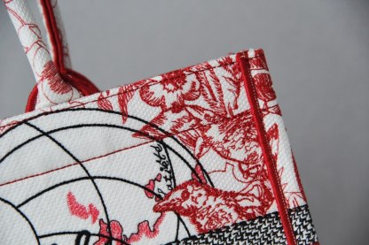 DO1286 Book Tote BIG size 41.5cm Embroidery LOGO red Handbag