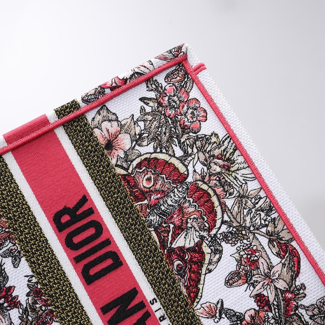 DO1286 Book Tote big size 36.5cm 41.5cm Oblique Embroidery white red-2
