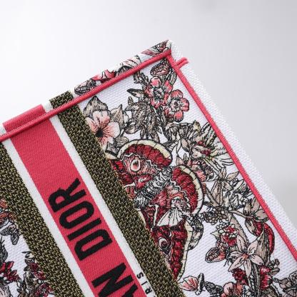 DO1286 Book Tote big size 36.5cm 41.5cm Oblique Embroidery white red-2