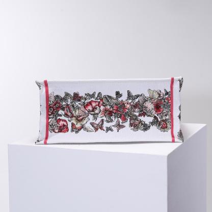 DO1286 Book Tote big size 36.5cm 41.5cm Oblique Embroidery white red-2