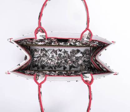 DO1286 Book Tote big size 36.5cm 41.5cm Oblique Embroidery white red-2