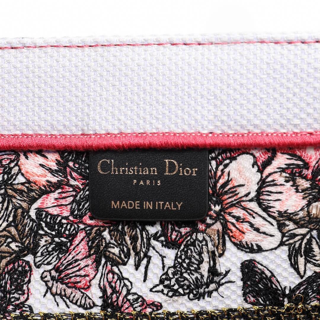 DO1286 Book Tote big size 36.5cm 41.5cm Oblique Embroidery white red-2