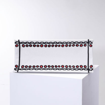 DO1286 Book Tote big size 36.5cm 41.5cm Oblique Embroidery white red