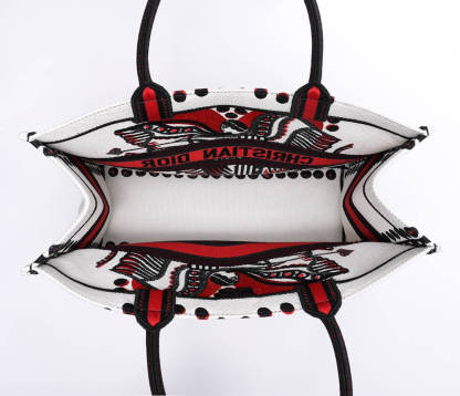 DO1286 Book Tote big size 36.5cm 41.5cm Oblique Embroidery white red