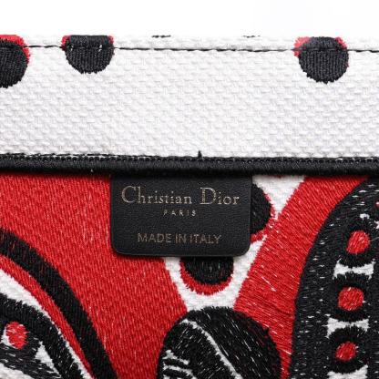DO1286 Book Tote big size 36.5cm 41.5cm Oblique Embroidery white red