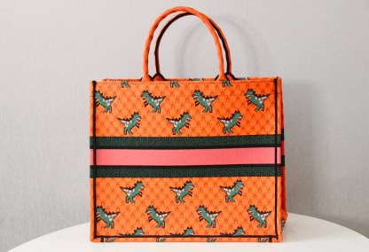 DO1286 Book Tote small size 36.5cm 41.5cm Embroidery orange