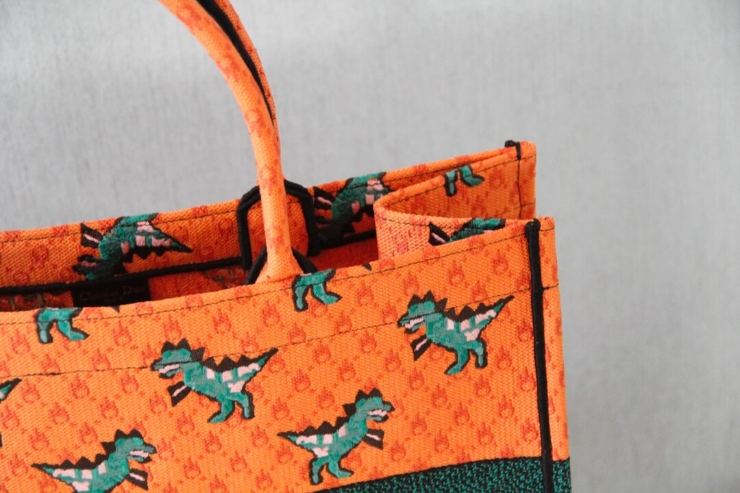 DO1286 Book Tote small size 36.5cm 41.5cm Embroidery orange