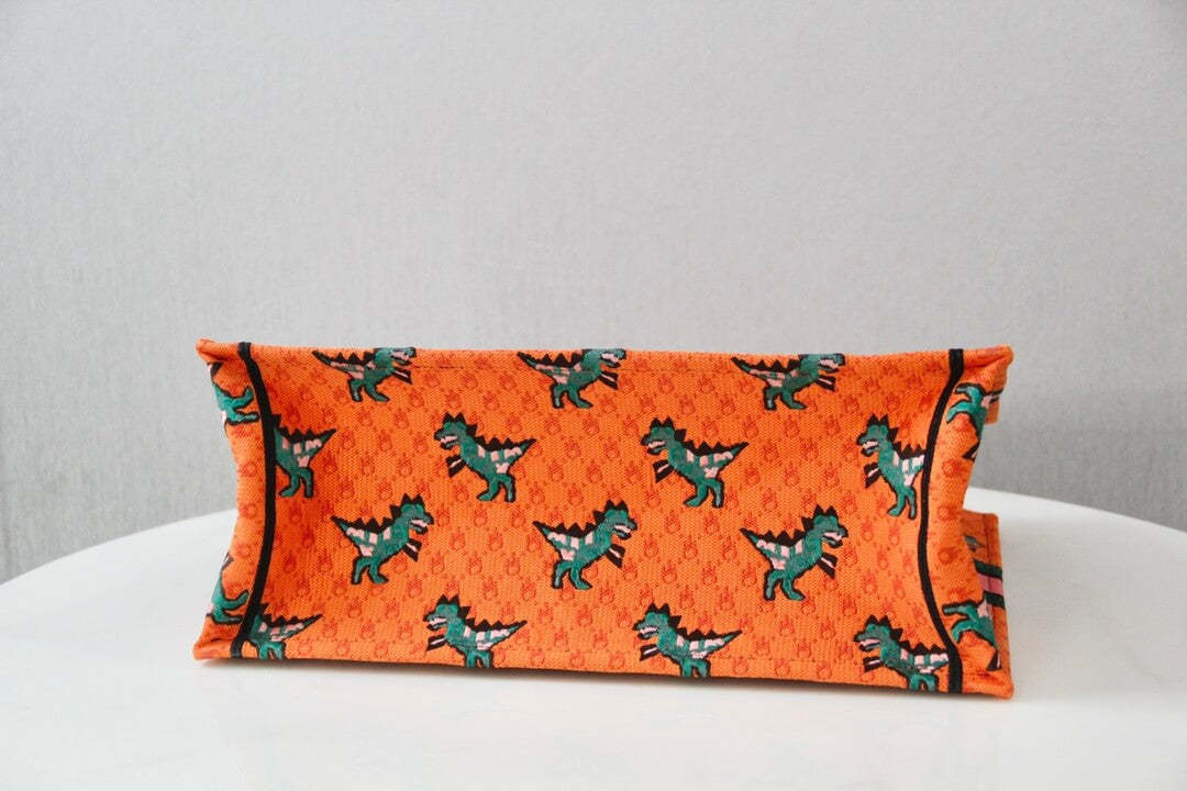 DO1286 Book Tote small size 36.5cm 41.5cm Embroidery orange