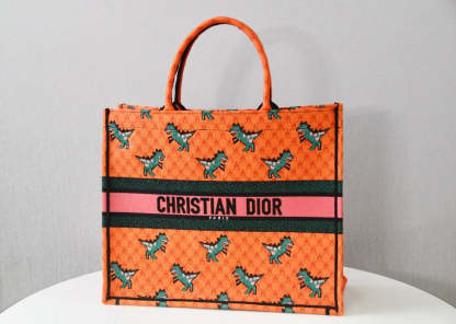 DO1286 Book Tote small size 36.5cm 41.5cm Embroidery orange