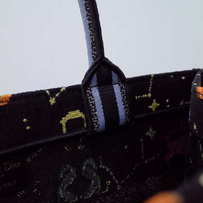 DO1286 Book Tote big size MINI 36.5CM 41.5CM black blue-7