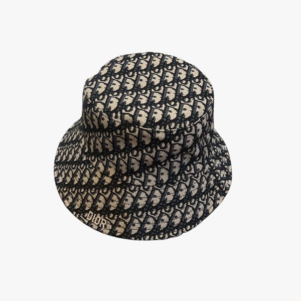 DOR OBLIQUE BUCKET HAT WITH DOR HARDWARE BLACK AND BEIGE