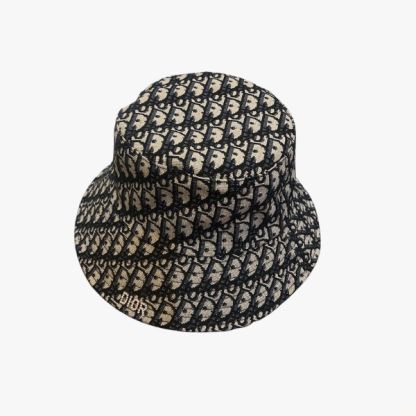 DOR OBLIQUE BUCKET HAT WITH DOR HARDWARE BLACK AND BEIGE